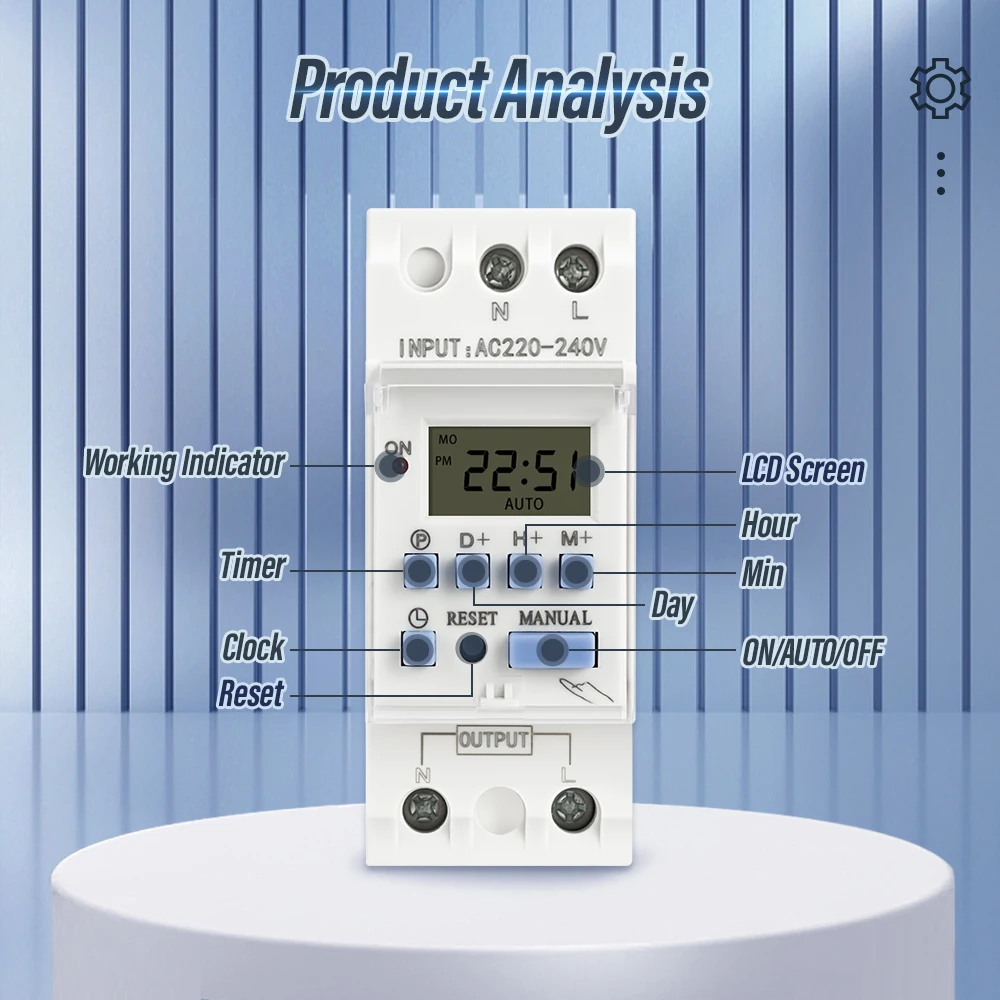 AC 220V 230V 110V DC 12V 24V 48V 15A 30A THC15A Din Rail Weekly 7 Days Programma