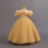 Shiny Toddler Little Big Girls Off Shoulder Ruffled  Wedding Flower Girl Birthday Party Pageant Formal Holiday Dress 4