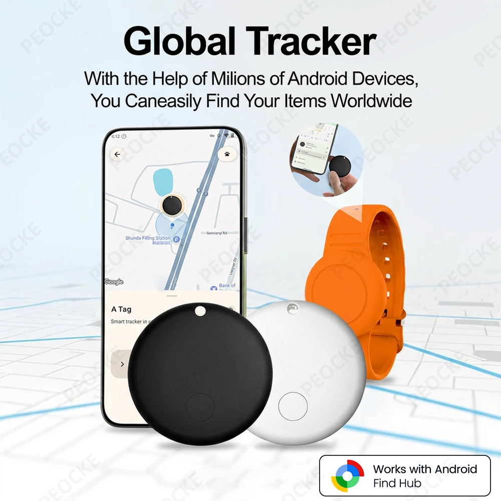 Smart Location Tag with Adjustable Silicone Wristband - Anti-Lost GPS and Bluetooth Tracker