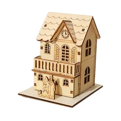 Festive DIY Luminous Wooden Cabin Ornament - Perfect Christmas & New Year Decor Gift (03)