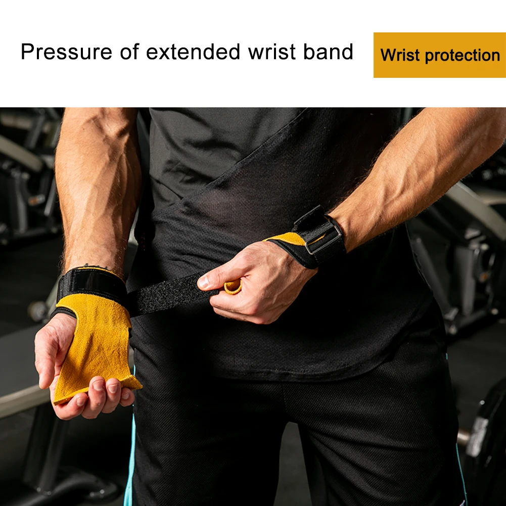 SKDK Leather Weight Lifting Gloves Women Men Training Workout Body Building Grip