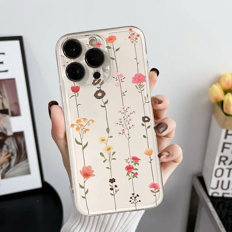 Clear Floral TPU Phone Case Cover - Elegant Flower Design