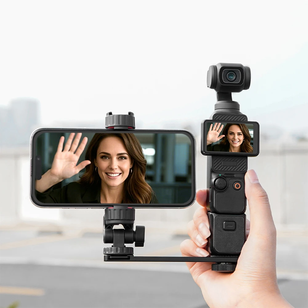Supporto Per Telefono Con Attacco 1/4 E Cold Shoe Per DJI Osmo Pocket 3 | Staffa Con Funzione Teleprompter | Accessorio Nero