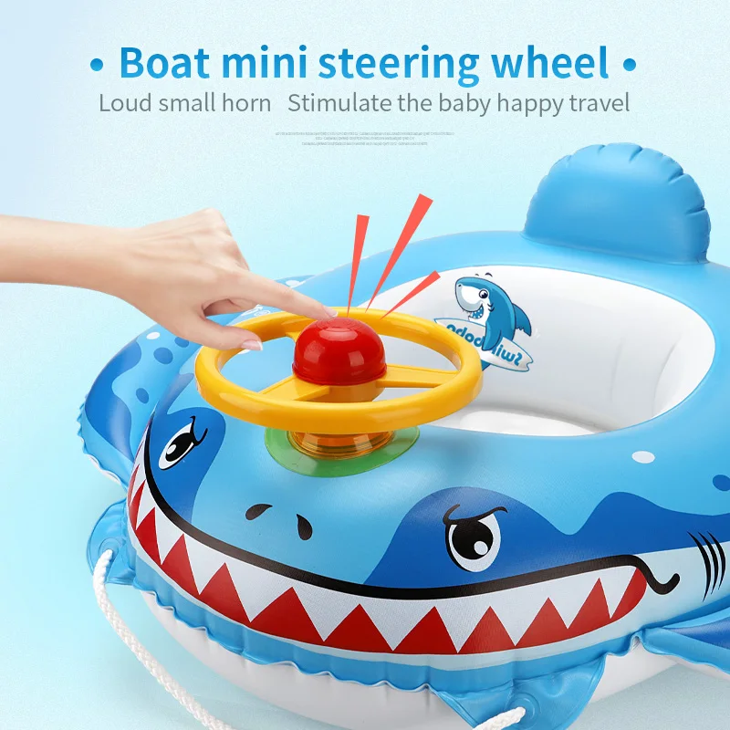 Baby Swimming Pool Float With Water Gun Accessories Shark Swim Ring Inflatable Floating Fun Toys Swim Seat Boat For 3-6Y 3