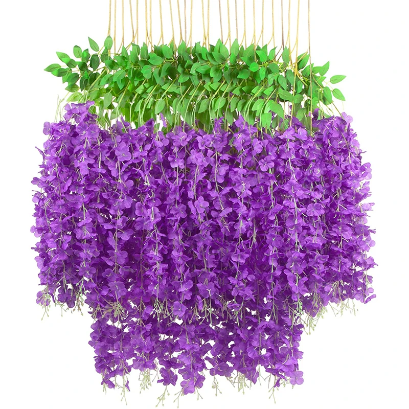 

12 Pack Wisteria Flower Vines Garland Artificial Flower Strings Silk Wisteria Garland Flowers Wisteria Vine for Wedding Decor