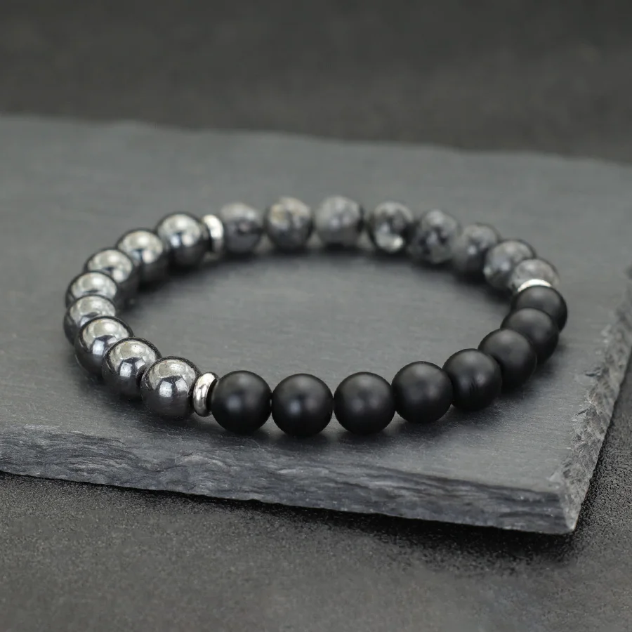 Men Tiger Eyes Stone Bracelet Natural Hematite Meditation Jewelry