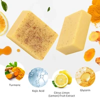 Savon nettoyant au citron et au curcuma, 100g, particules givrées pour le corps, savon fait à la main, élimine la saleté avec de l'huile essentielle naturelle brillante 4