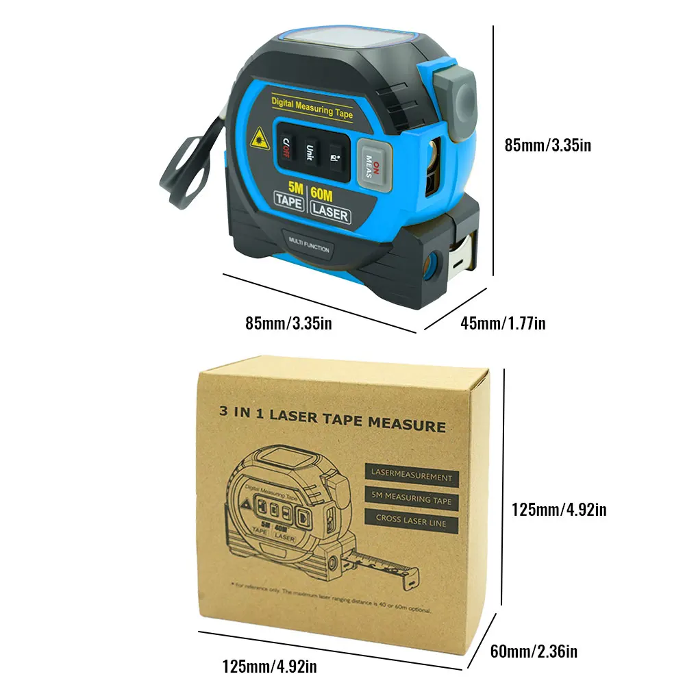 Tape measure laser rangefinder laser tape measure digital tape measure Laser Tape Measure 3 In 1 Digital High Precision Steel High Elasticity
