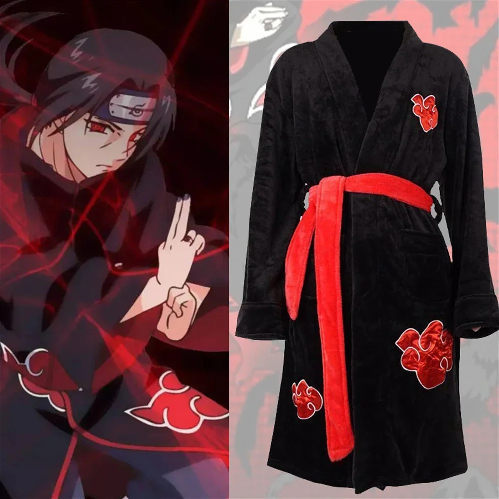 Naruto Akatsuki Uchiha Itachi Cosplay Kostuum Kigurumi Adult Unisex Pyjama Jumpsuit Nachtkleding Onesies Badjas Nachtjapon