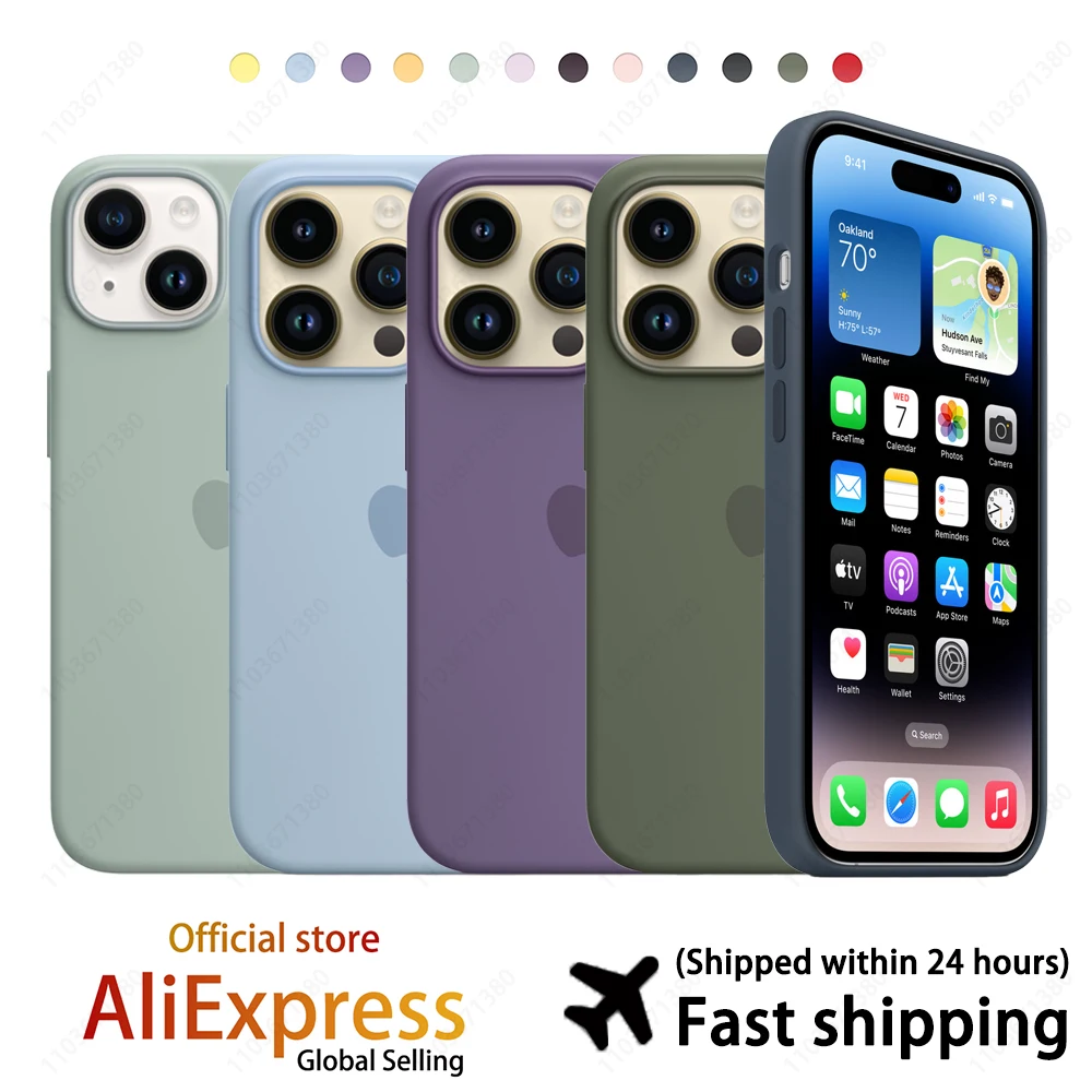

Original APPLE Silicone Case with MagSafe For iPhone 14 Pro Max Liquid Phone Case For iPhone 14 Plus Support Wireless Charging