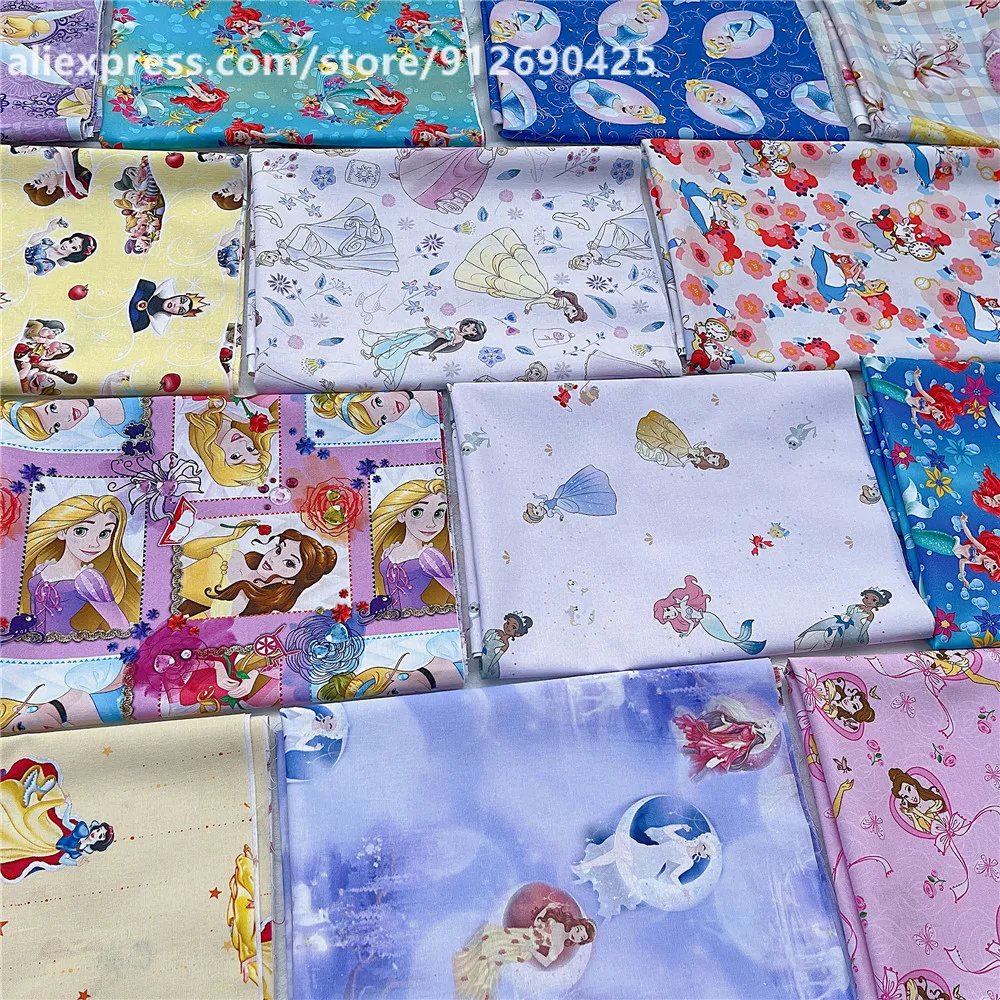 ディズニー プリンセス 生地 110cm×91cm ホワイト 韓国輸入生地 ディズニー プリンセス 白雪姫 オックス 50cm単位｜切売り