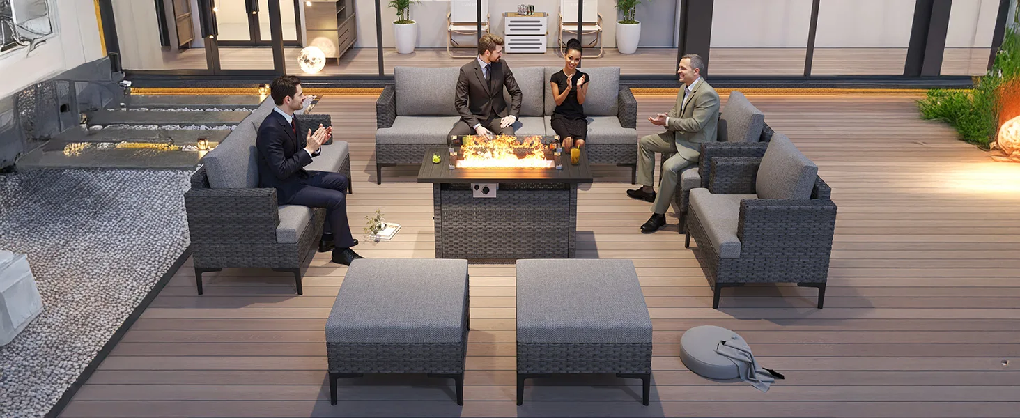 patio furniture set with fire pit table