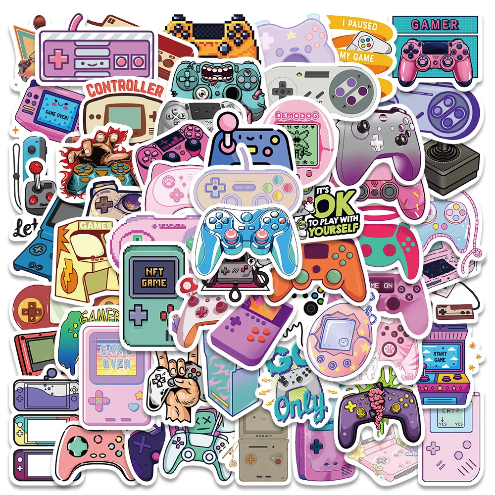 60pcs Cute Cartoon Game Handle Stickers For Laptop Guitar Luggage Skateboard Waterproof Graffiti Bicycle Car Decals