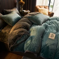 Hiver peluche Couple lit housse de couette couvre-lits pour simple Double reine roi lit Velvect chaud doux nordique Couple lit housse de couette 1