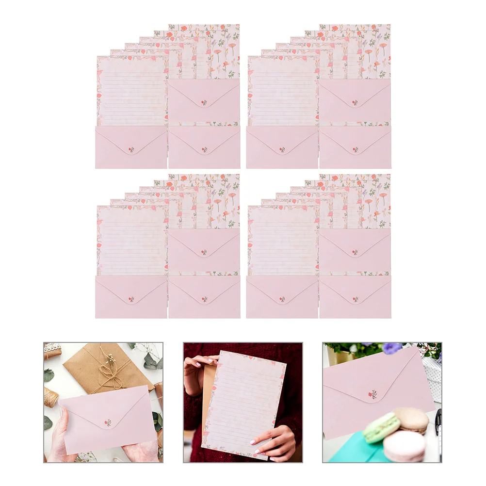 

4 Sets Stationery Letter Paper Blank Writing Envelopes Elegant Decorative Packing Classic Vintage Creative