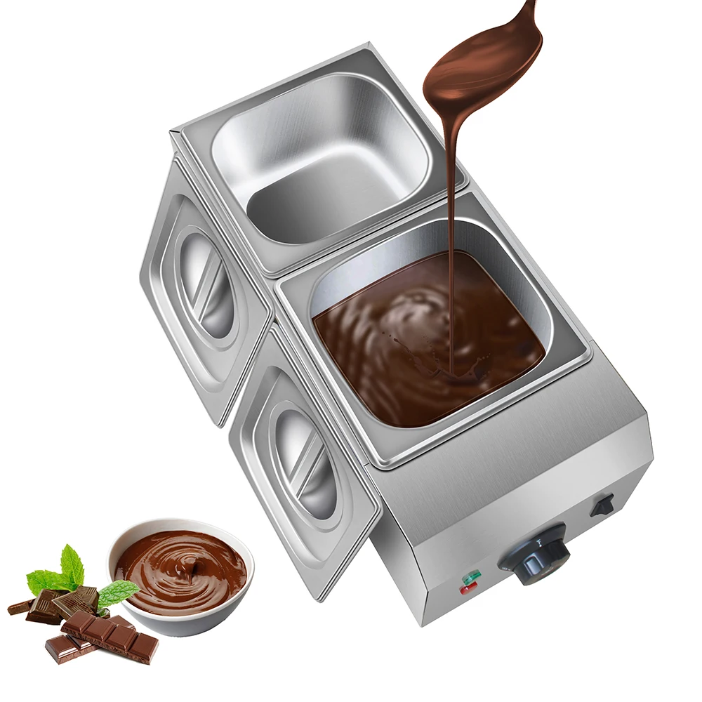 Chocolate Melting Pot 2-Tanks Commercial Chocolate Tempering Machine Tempering Pot 1000W Electric Melter