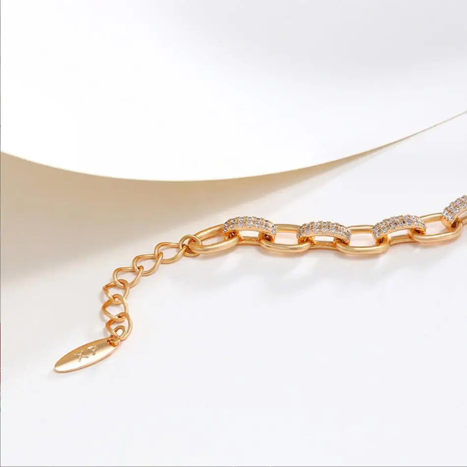 1PC Gold Plated Bracelets for Women  Round Crystal Zircon Bangles Bracelet on Hand Chain Luxury Jewelry F1769