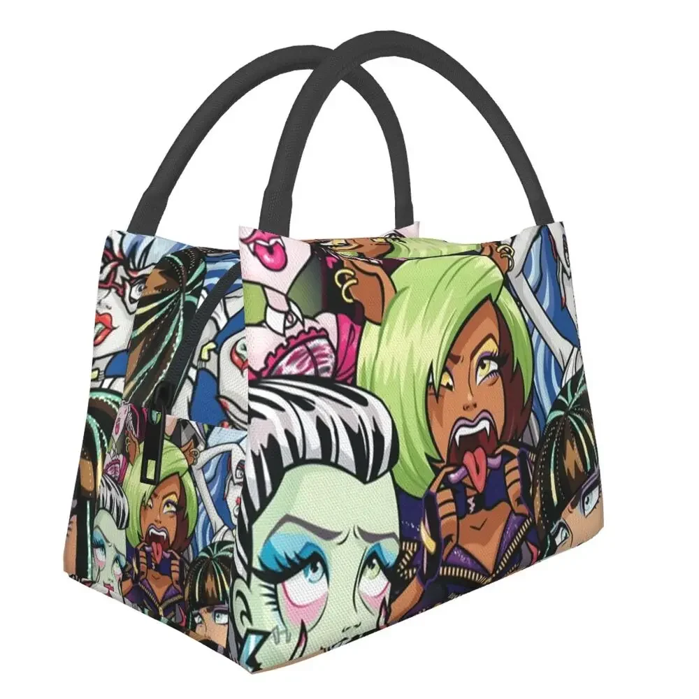 Custom Draculaura Girl Monster High Lunch Bags Uomo Donna Warm Cooler Insulated Lunch Box Per Picnic Camping Work Travel