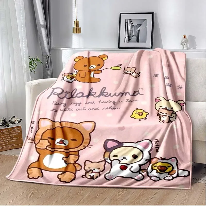 Cartoon Rilakkuma Anime Girls Throws Blanket for Baby Hiking Picnic Bed Super Soft Cute kawaii Flannel Blanket birthday gift 3