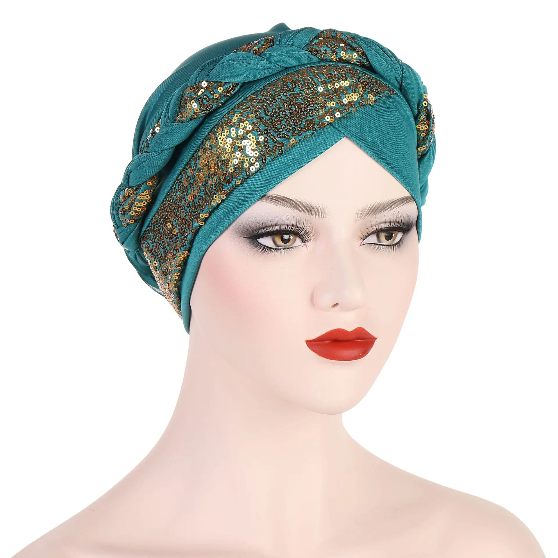 

2023 New Arab Wrap Muslim Scarf Hijabs Turbans African Headtie Braid Hat for Women Pleated Beanie Headwrap Hair Accessories