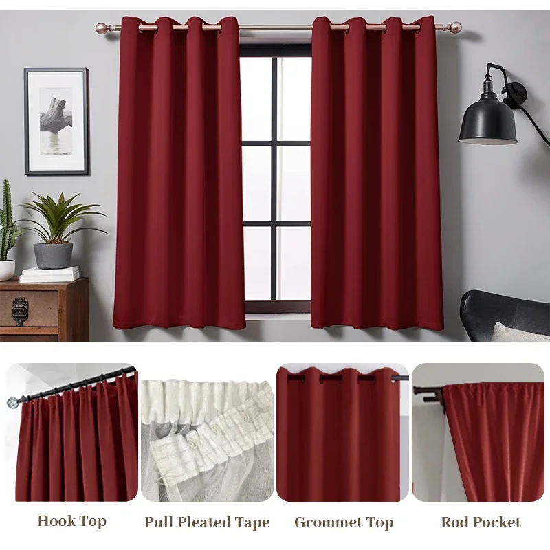 

*Modern Blackout Small Curtains for Kitchen Bedroom Short Curtain in the Living Room Windows Divider Wedding Decor Red Shade 85%