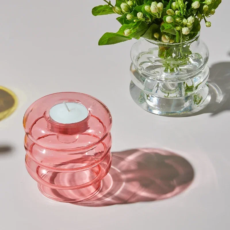 이중 목적 촛대 테이퍼 캔들 홀더 홈 웨딩 장식을위한 Tealight 촛대 파티 꽃병 테이블 센터 피스