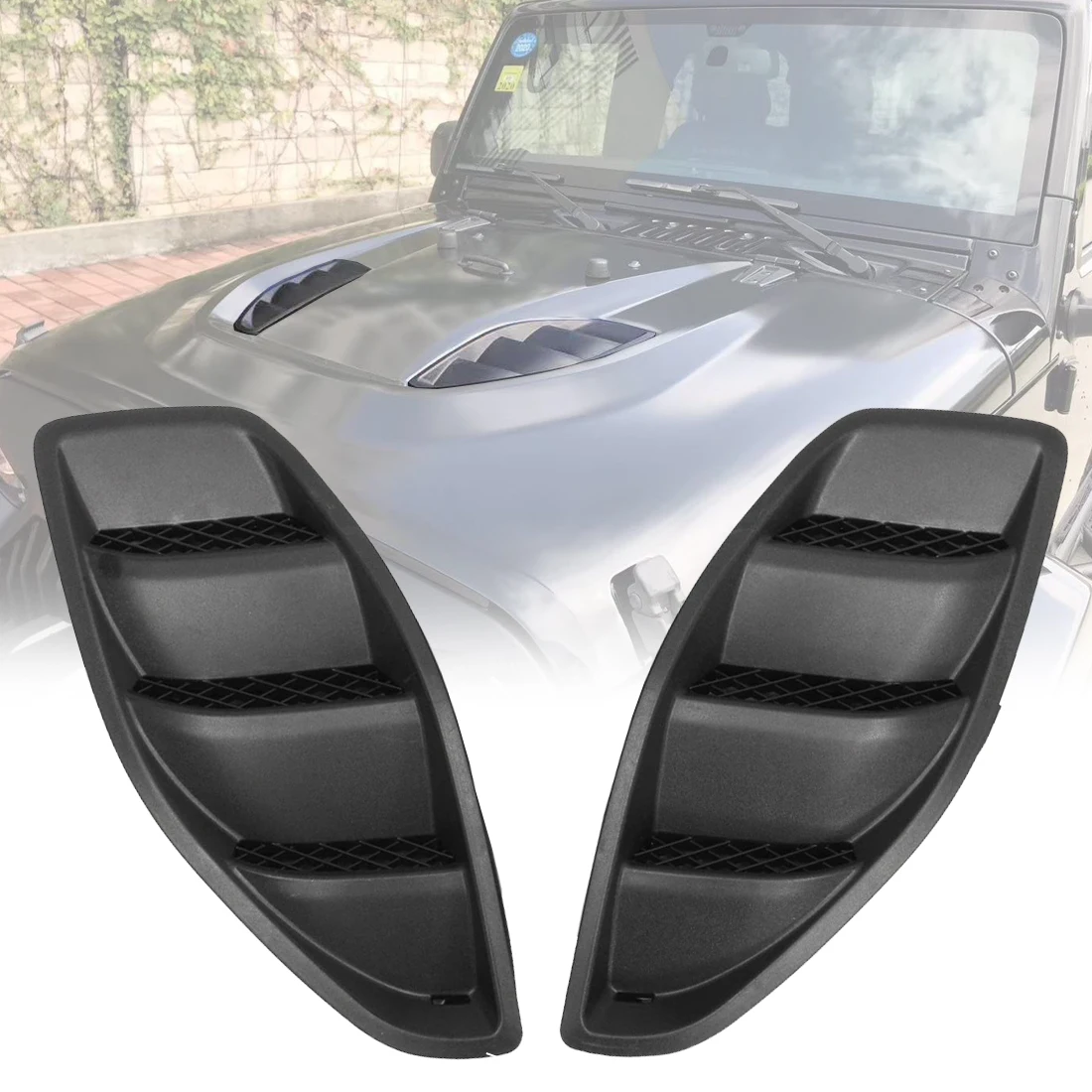 2PCS Left Right Front Hood Power Louvers Engine ABS Inlet Vents
