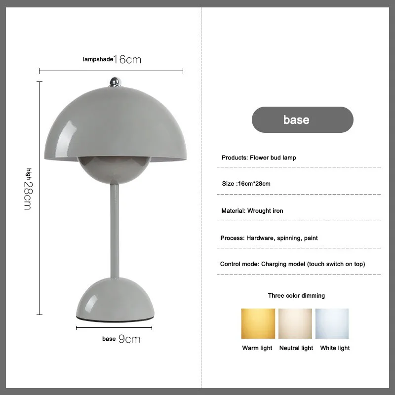Mushroom Flower Bud LED Table Lamp Creative Top Touch Switch Night Light Modern Nordic Style Living Room Bedroom Decoration