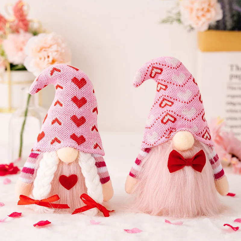 

2024 Valentine's Day Rudolph Gnomes decorative props doll Ornaments Love Elf Desktop Standing Toy Home Decor Wedding Party Gift