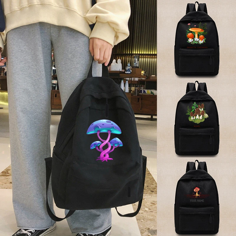 

Women's Backpack College School Bag Unisex Teen Backpacks Foldable Shoulder Laptop Bags Mushroom Series Canvas Sport Knapsack