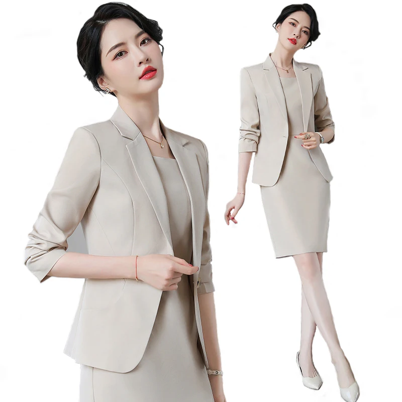 Elegant Blazer Dress Suits Women Business Work Uniform Office Lady Professional Two Piece Set Suit Dress Female Fashion 2022