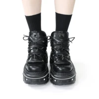 Gothic Ankle Rock Boots 2025 Woman Metal Decor Platform Sneakers New Punk Style Women Shoes Lace-up Shoes - Image 6