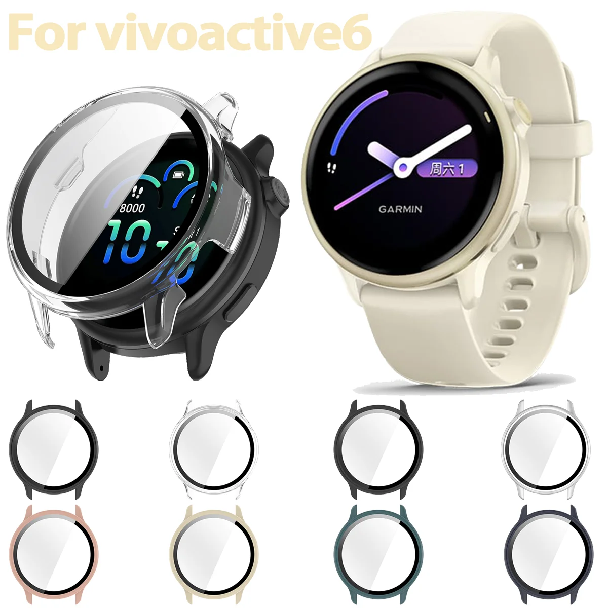 Custodia Protettiva Morbida TPU Per Garmin Vivoactive 4 - RuenTech (Nero), Cover Ultrasottile Per Schermo