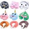 New U Shaped Neck Pillow for Airplane Travel Adults and Kids Travel Pillow Unicorn Cat Owl Pig Fox Memory Foam Hooded Pillows 1