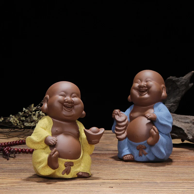 Creative Tea Pet Boutique Purple Sand Can Nourish Zen Little Monk Tea Set Accessori Home Living Room Fortune Buddha Ornaments