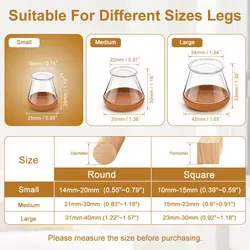 Silicone Chair Leg Protectors with Felt Pads - Anti - Scratch & Noise Reducing Furniture Feet Covers for Hardwood Floors, Set of 16 (Small)