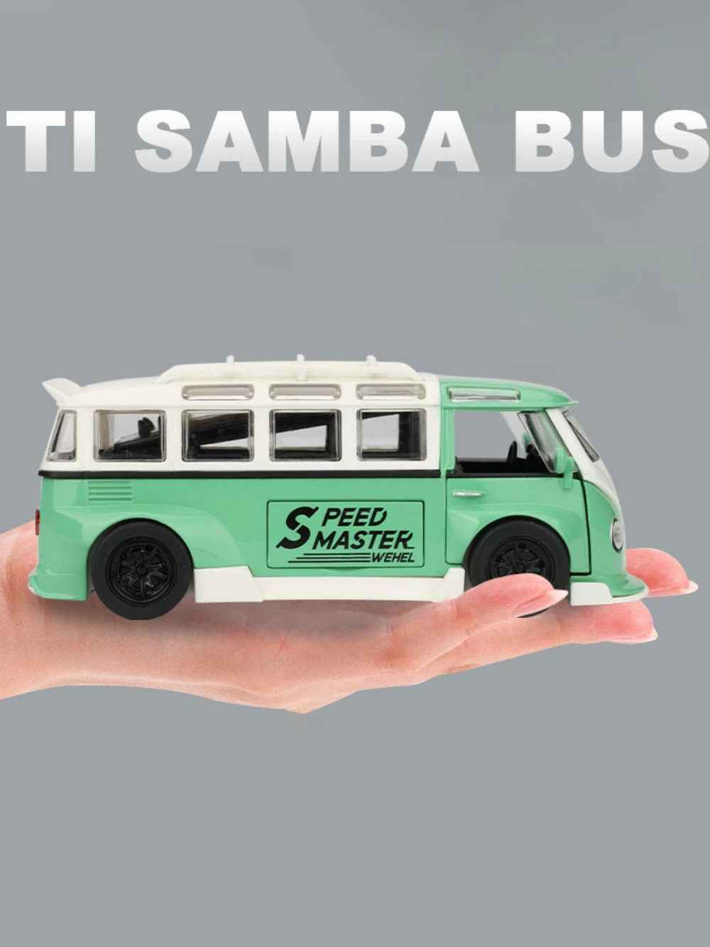 

Модель автомобиля SAMBA T1 в масштабе 1/32, металлическая игрушка, Литые двери, открытый звук, фотообои, коллекция моделей
