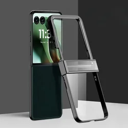 Electroplated Transparent Hinge Protective Hard Shell Phone Case for Motorola Razr 60 Ultra (Black)