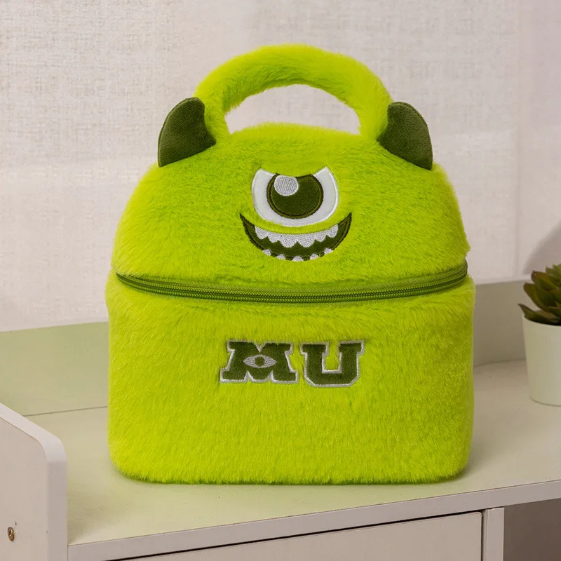 Big-eyed boy carrying cosmetic bag