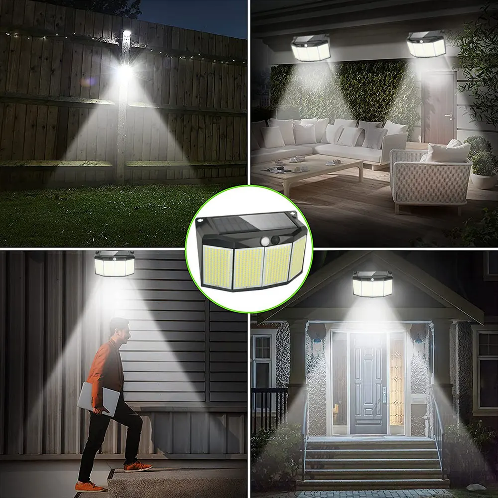 1/2/4 PCS 576 LED Solar Street Light Outdoor Solar Powered Motion Sensor 3 Lighting Modes Waterproof Wall Lamp for Patio Garden led lamp,solar garden lights,led street lamp,led wall light