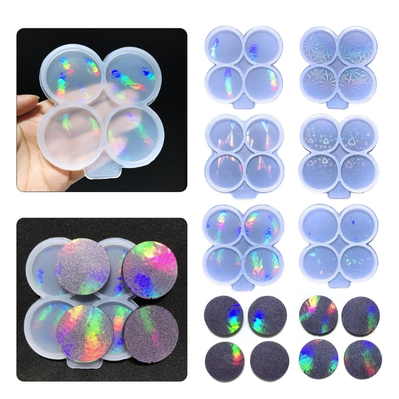 ColorfulHolographicResinMoldPhoneGripEpoxyMoldsRoundSilicone