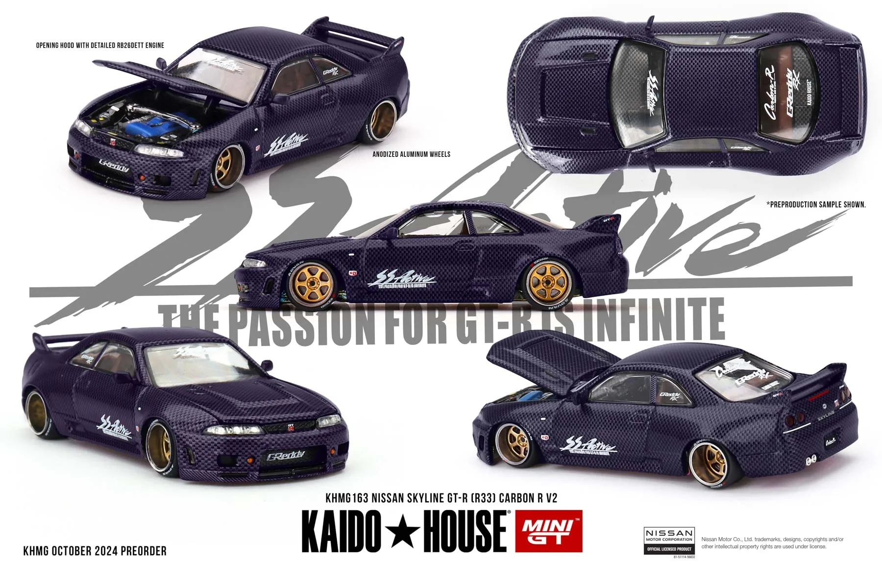 KAIDO HOUSE NISSAN SKYLINE GT-R 2セット Kaido House + MINIGT Nissan Skyline GT-R (R33) Active Carbon