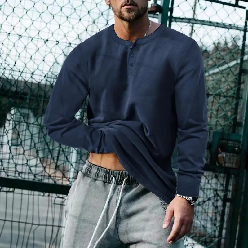 

GZMS-Men's Autumn Crew Neck Long SleeveTT-shirt Loose Pullover Leisure Long Sleeve Men's T-shirt