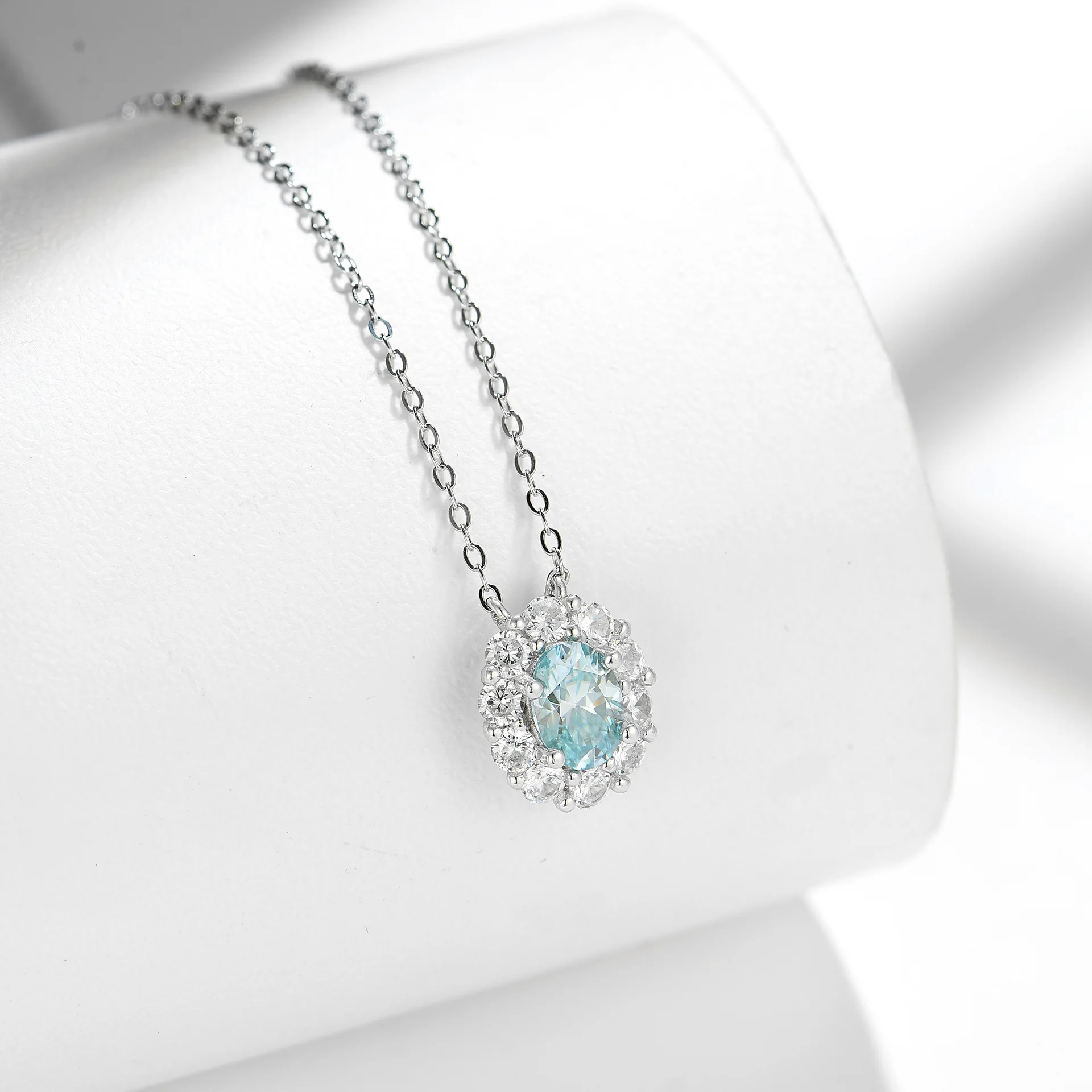 TBCYD 5*7mm Aquamarine Moissanite 925 Sterling Silver Bracelet Wedding Pendants Necklace Vintage For Women Engagement Gift