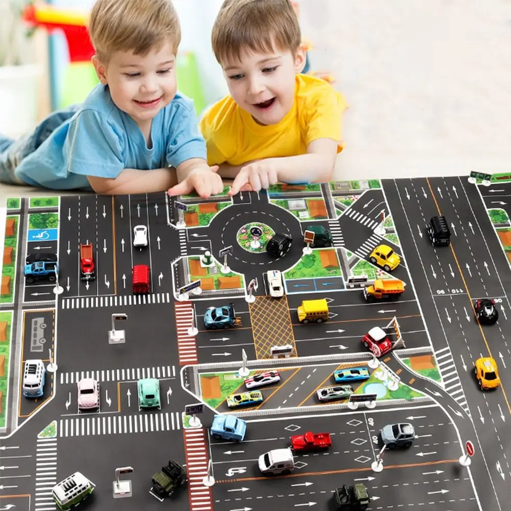 Mat Children Gift Road Mat Kids Toys Road Carpet Playmat City Parking Lot Roadmap DIY Traffic Road Signs Climbing Mats Toys large city traffic parking lot amusement mat road track parking lot game crawling mat child pad boy girl educational toy