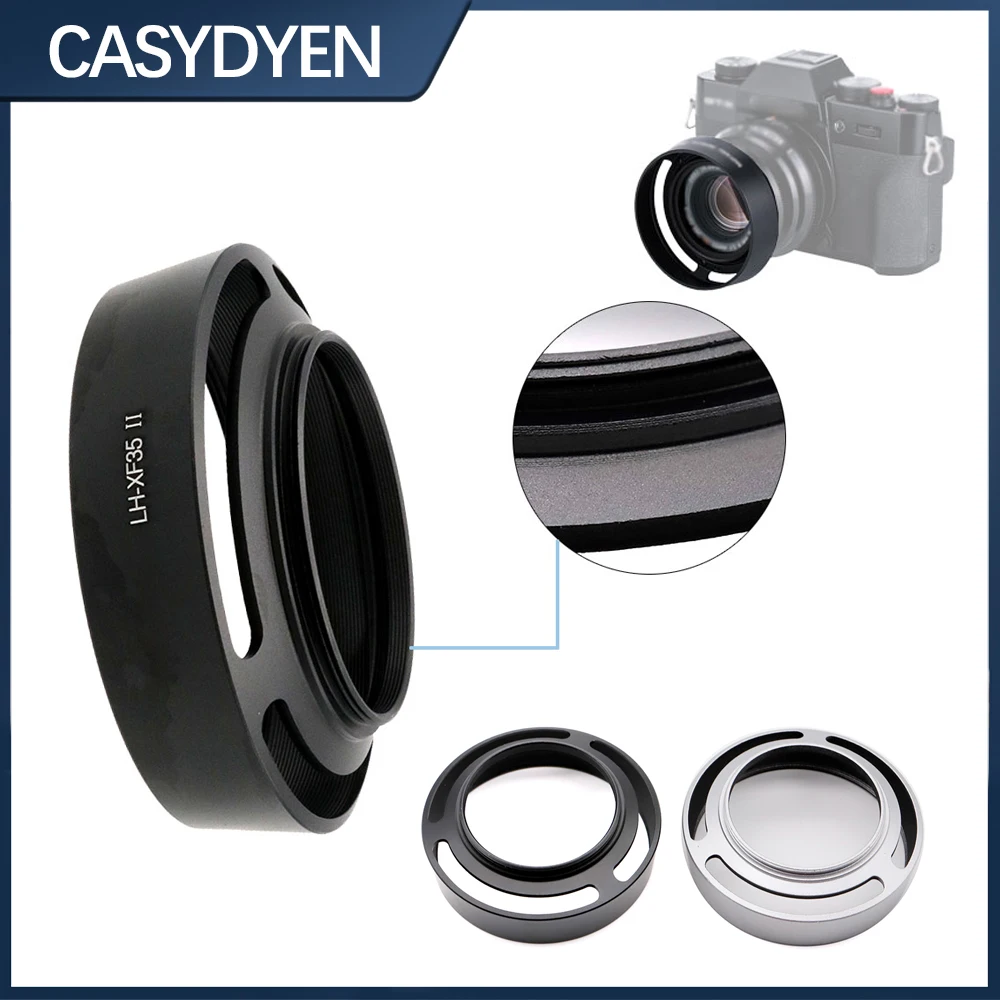 Camera Metal Lens Hood Vented Wide-angle 43mm Screw-in Lente Protect For Fuji XF 35mm/23mm f/2 R WR Lens Hood