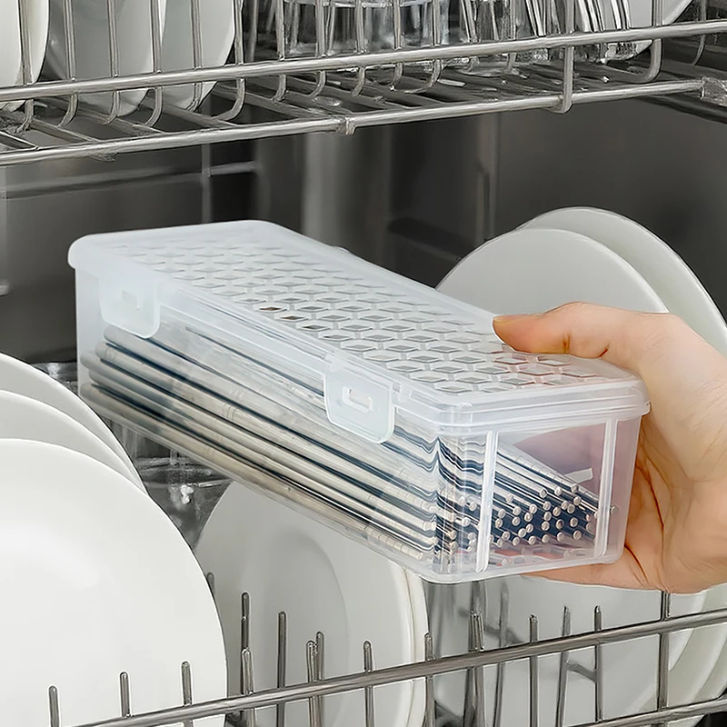 Description Picture 5 of itemPlastic Dishwasher Tableware Cleaning Box with Chopstick Cage Spoon Drain Storage Rack - Kitchen Organizer Storage Basket Bag