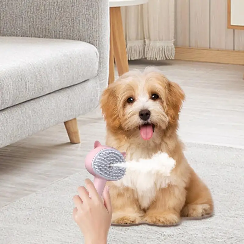 인체공학적 손잡이가 있는 고양이 브러시, 스팀 충전식 그루밍 브러시, 핸드 헬드 마사지 브러시, 150mAh 배터리 쉐딩