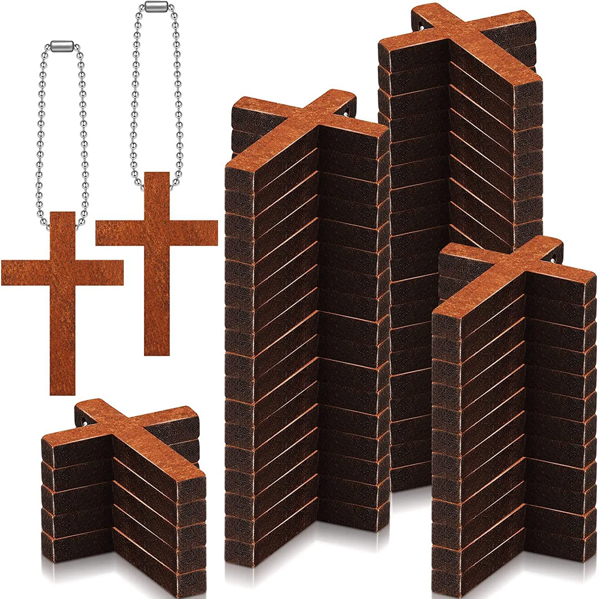 Wooden Cross 10/20/30/40pcs Home Decoration Handmade Christian Cross Pattern Ornamentation
