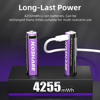 KOSHARE 1.5V Rechargeable Li-ion Batteries AA 4255 mWh AAA 1000 mWh USB Type-C Lithium Battery for Outdoor Gear Electronic Toys 2